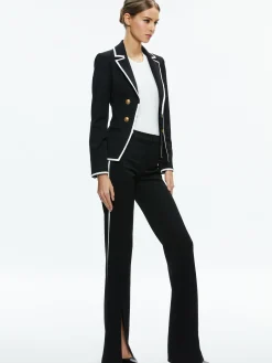 Alice and Olivia MYA CONTRAST PIPING FITTED BLAZER + PRINCESS CONTRAST PIPING PANT *CLOTHING