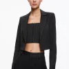 Alice and Olivia MYA CROPPED NOTCH COLLAR BLAZER BLACK PINSTRIPE*FEATURED SHOPS | CLOTHING | CLOTHING