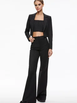 Alice and Olivia MYA CROPPED NOTCH COLLAR BLAZER BLACK PINSTRIPE*FEATURED SHOPS | CLOTHING | CLOTHING