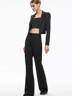 Alice and Olivia MYA CROPPED NOTCH COLLAR BLAZER BLACK PINSTRIPE*FEATURED SHOPS | CLOTHING | CLOTHING