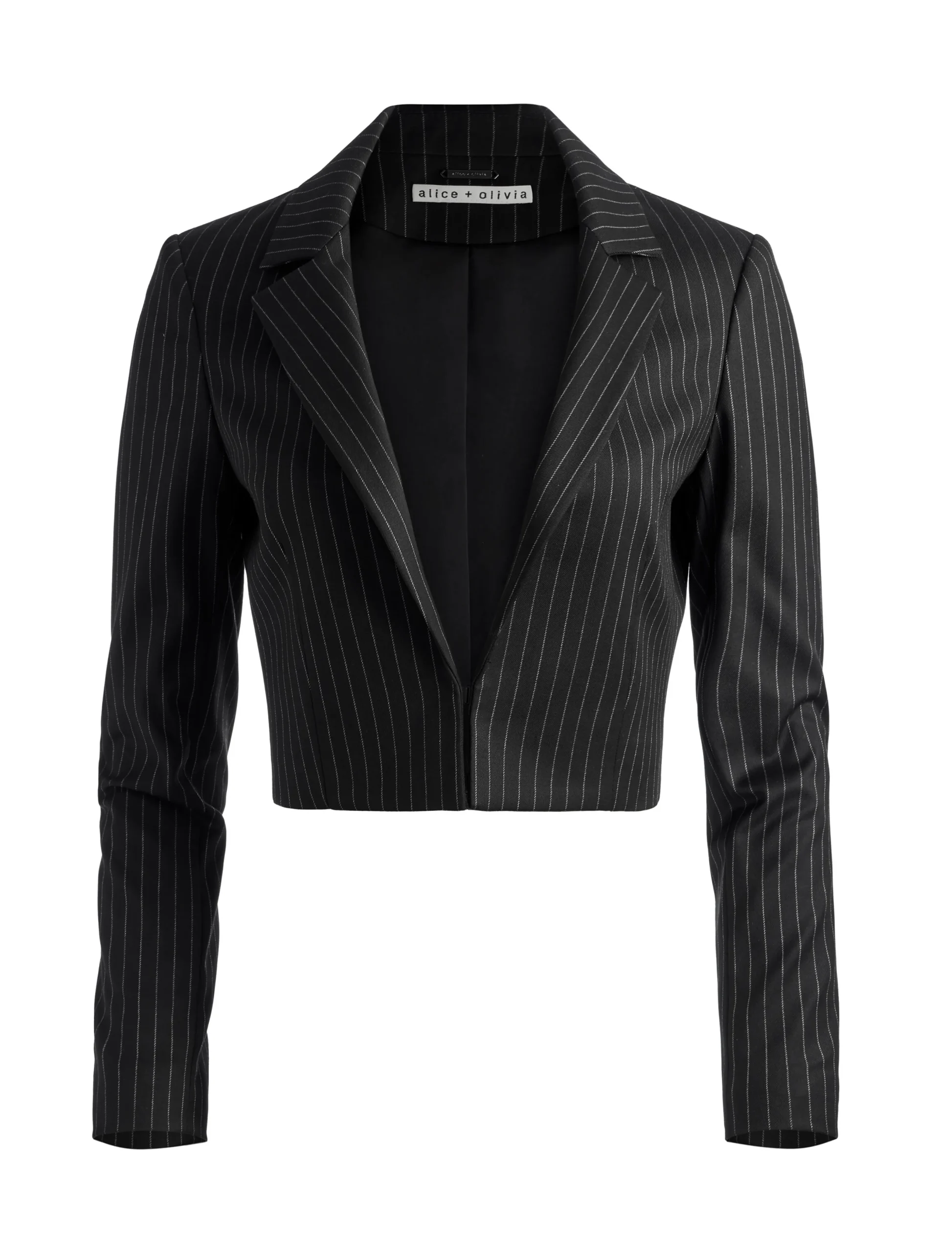 Alice and Olivia MYA CROPPED NOTCH COLLAR BLAZER BLACK PINSTRIPE*FEATURED SHOPS | CLOTHING | CLOTHING
