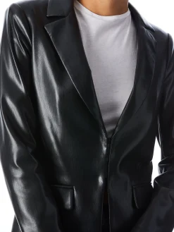 Alice and Olivia MYA VEGAN LEATHER NOTCH COLLAR BLAZER BLACK*FEATURED SHOPS | FEATURED SHOPS | CLOTHING