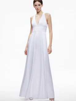 Alice and Olivia MYRTLE DEEP V-NECK WIDE LEG JUMPSUIT *CLOTHING