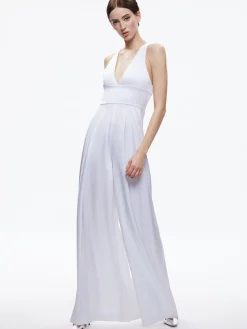 Alice and Olivia MYRTLE DEEP V-NECK WIDE LEG JUMPSUIT *CLOTHING