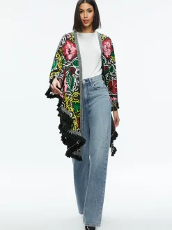 Alice and Olivia NADINE EMBELLISHED SHAWL MONARCH BLACK LARGE*CLOTHING