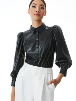 Alice and Olivia NADINE VEGAN LEATHER BUTTON DOWN *FEATURED SHOPS | FEATURED SHOPS | FEATURED SHOPS | CLOTHING
