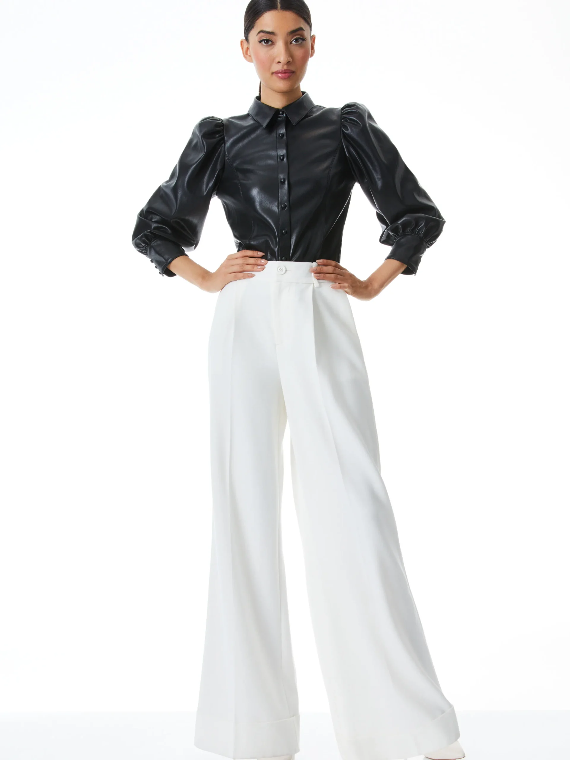 Alice and Olivia NADINE VEGAN LEATHER BUTTON DOWN *FEATURED SHOPS | FEATURED SHOPS | FEATURED SHOPS | CLOTHING