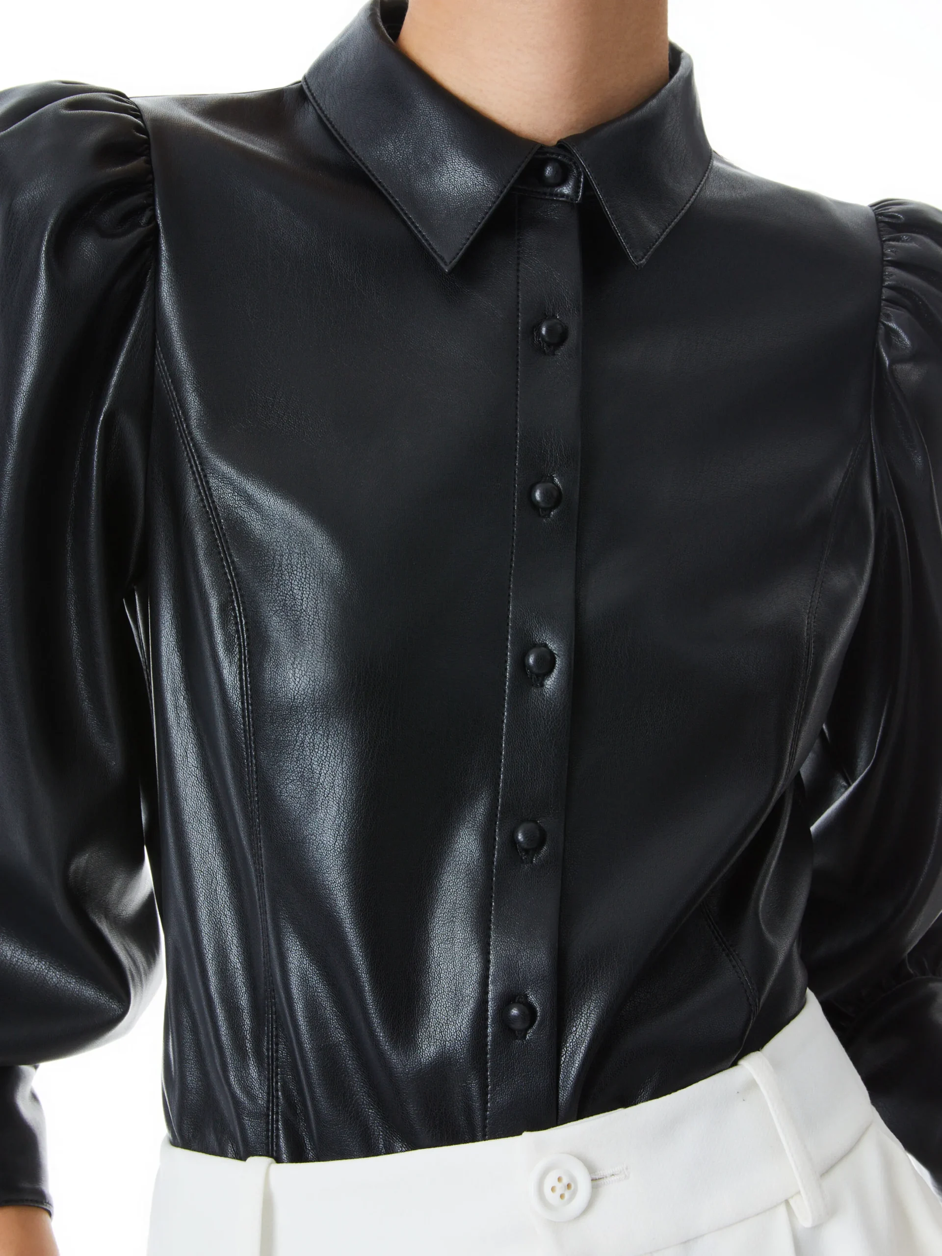Alice and Olivia NADINE VEGAN LEATHER BUTTON DOWN *FEATURED SHOPS | FEATURED SHOPS | FEATURED SHOPS | CLOTHING
