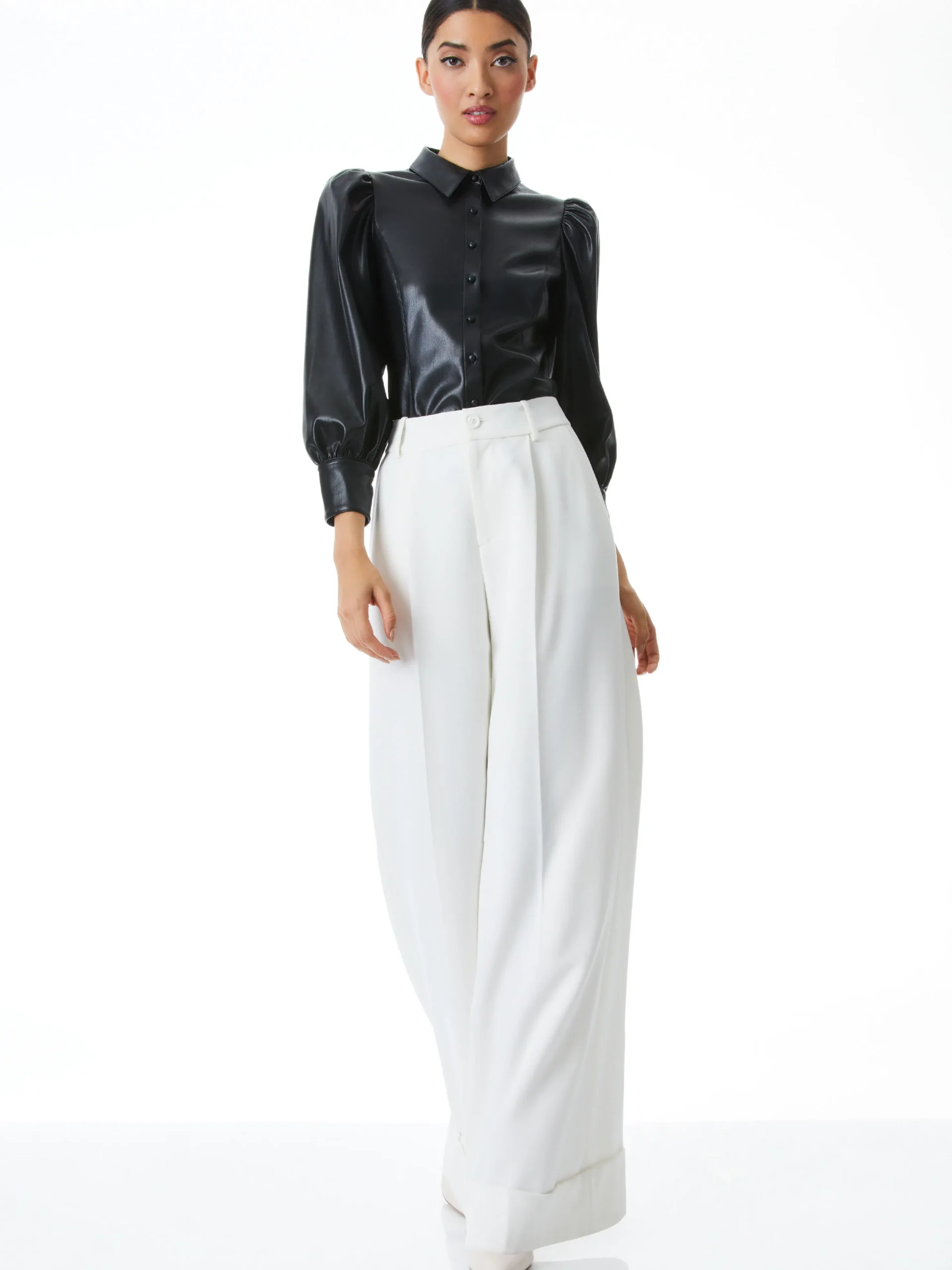 Alice and Olivia NADINE VEGAN LEATHER BUTTON DOWN *FEATURED SHOPS | FEATURED SHOPS | FEATURED SHOPS | CLOTHING