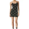 Alice and Olivia NELLE EMBELLISHED MINI DRESS CHECKERBOARD BLACK*CLOTHING
