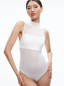 Alice and Olivia NICHOL HIGH NECK SLEEVELESS MESH BODYSUIT *FEATURED SHOPS | CLOTHING