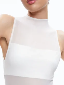 Alice and Olivia NICHOL HIGH NECK SLEEVELESS MESH BODYSUIT *FEATURED SHOPS | CLOTHING