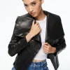 Alice and Olivia NITA LEATHER DRAPE FRONT JACKET BLACK*FEATURED SHOPS | CLOTHING