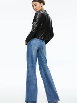 Alice and Olivia NITA LEATHER DRAPE FRONT JACKET BLACK*FEATURED SHOPS | CLOTHING