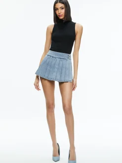 Alice and Olivia NOAH DENIM PLEATED SKORT GEORGIA VINTAGE BLUE*FEATURED SHOPS | FEATURED SHOPS | FEATURED SHOPS | CLOTHING | CLOTHING