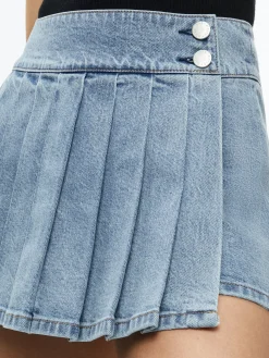 Alice and Olivia NOAH DENIM PLEATED SKORT GEORGIA VINTAGE BLUE*FEATURED SHOPS | FEATURED SHOPS | FEATURED SHOPS | CLOTHING | CLOTHING