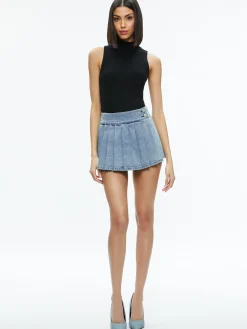 Alice and Olivia NOAH DENIM PLEATED SKORT GEORGIA VINTAGE BLUE*FEATURED SHOPS | FEATURED SHOPS | FEATURED SHOPS | CLOTHING | CLOTHING