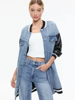Alice and Olivia ORTEN OVERSIZED VARSITY JACKET SADIE LT VINTAGE BLUE*FEATURED SHOPS | CLOTHING