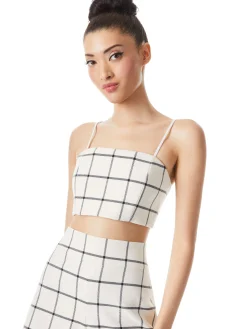 Alice and Olivia PEARLE SPAGHETTI STRAP BUSTIER OFF WHITE/BLACK*FEATURED SHOPS | CLOTHING