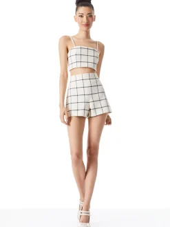 Alice and Olivia PEARLE SPAGHETTI STRAP BUSTIER OFF WHITE/BLACK*FEATURED SHOPS | CLOTHING