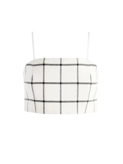 Alice and Olivia PEARLE SPAGHETTI STRAP BUSTIER OFF WHITE/BLACK*FEATURED SHOPS | CLOTHING