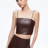 Alice and Olivia PEARLE VEGAN LEATHER BUSTIER TOP TOFFEE*FEATURED SHOPS | FEATURED SHOPS | CLOTHING