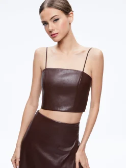 Alice and Olivia PEARLE VEGAN LEATHER BUSTIER TOP TOFFEE*FEATURED SHOPS | FEATURED SHOPS | CLOTHING