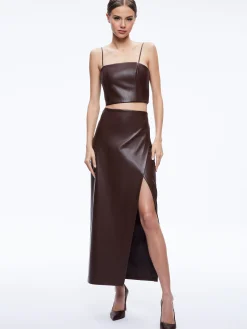 Alice and Olivia PEARLE VEGAN LEATHER BUSTIER TOP TOFFEE*FEATURED SHOPS | FEATURED SHOPS | CLOTHING