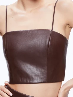 Alice and Olivia PEARLE VEGAN LEATHER BUSTIER TOP TOFFEE*FEATURED SHOPS | FEATURED SHOPS | CLOTHING
