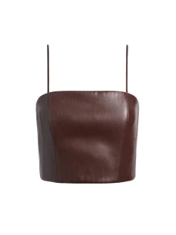 Alice and Olivia PEARLE VEGAN LEATHER BUSTIER TOP TOFFEE*FEATURED SHOPS | FEATURED SHOPS | CLOTHING
