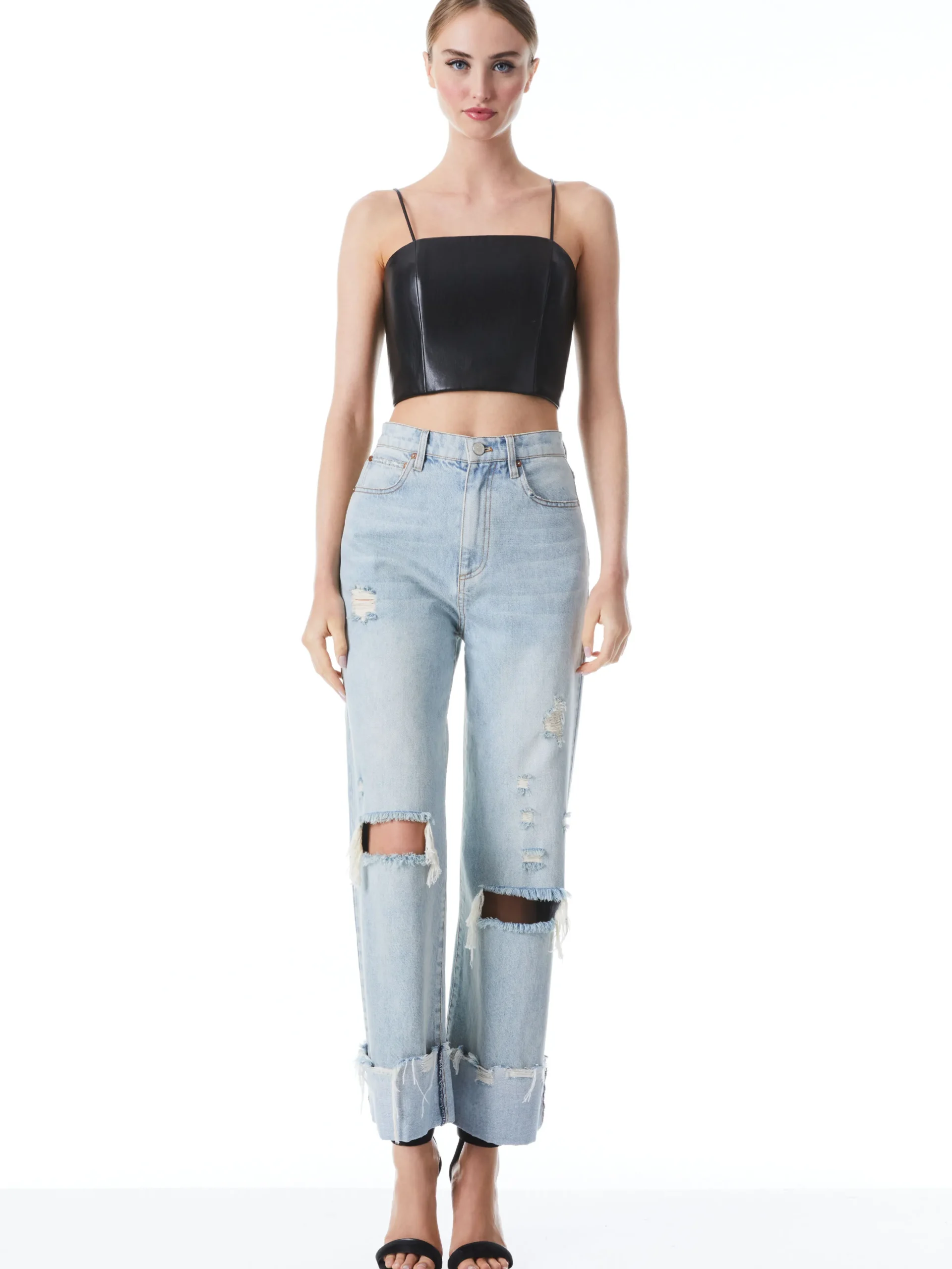 Alice and Olivia PEARLE VEGAN LEATHER SPAGHETTI STRAP BUSTIER *FEATURED SHOPS | FEATURED SHOPS | CLOTHING