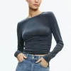 Alice and Olivia PERCY CREWNECK RUCHED CROPPED TOP *FEATURED SHOPS | CLOTHING