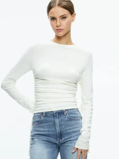 Alice and Olivia PERCY CREWNECK RUCHED CROPPED TOP *FEATURED SHOPS | CLOTHING