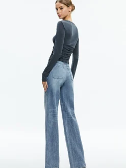 Alice and Olivia PERCY CREWNECK RUCHED CROPPED TOP *FEATURED SHOPS | CLOTHING