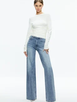 Alice and Olivia PERCY CREWNECK RUCHED CROPPED TOP *FEATURED SHOPS | CLOTHING