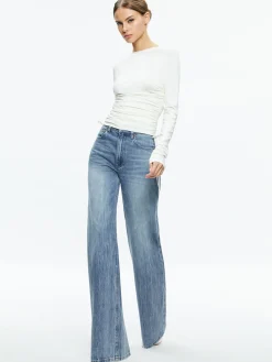 Alice and Olivia PERCY CREWNECK RUCHED CROPPED TOP *FEATURED SHOPS | CLOTHING