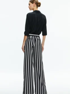 Alice and Olivia POMPEY HIGH WAISTED PLEATED PANTS DREAM STRIPE BLACK*FEATURED SHOPS | FEATURED SHOPS | CLOTHING