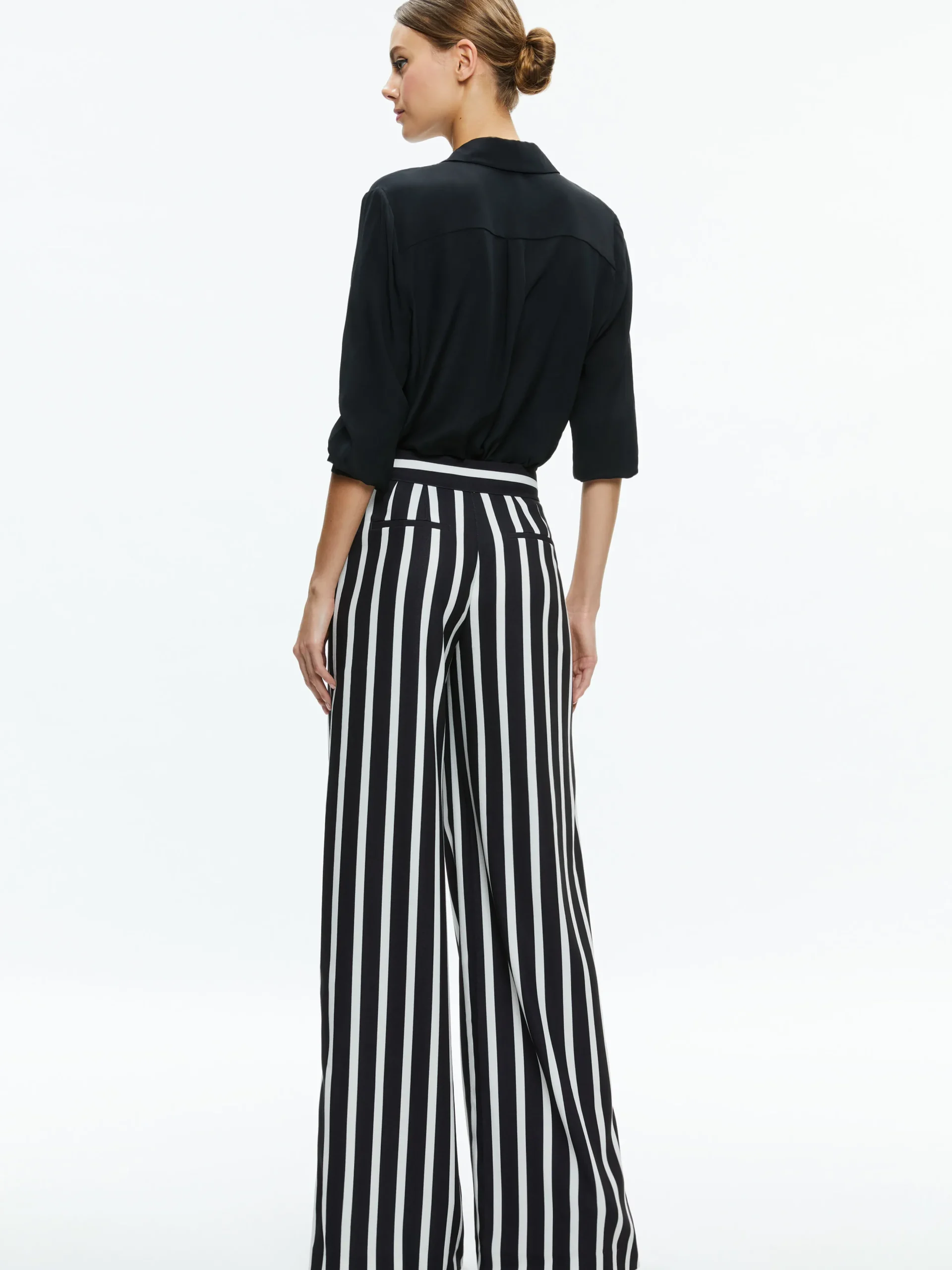 Alice and Olivia POMPEY HIGH WAISTED PLEATED PANTS DREAM STRIPE BLACK*FEATURED SHOPS | FEATURED SHOPS | CLOTHING