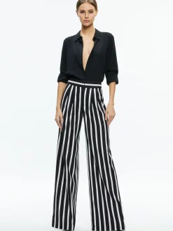 Alice and Olivia POMPEY HIGH WAISTED PLEATED PANTS DREAM STRIPE BLACK*FEATURED SHOPS | FEATURED SHOPS | CLOTHING