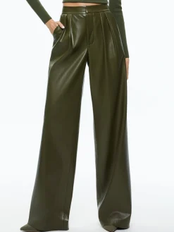 Alice and Olivia POMPEY VEGAN LEATHER PANT OLIVE*FEATURED SHOPS | CLOTHING