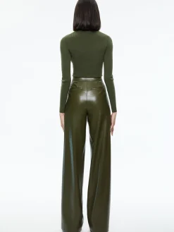 Alice and Olivia POMPEY VEGAN LEATHER PANT OLIVE*FEATURED SHOPS | CLOTHING