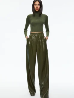 Alice and Olivia POMPEY VEGAN LEATHER PANT OLIVE*FEATURED SHOPS | CLOTHING