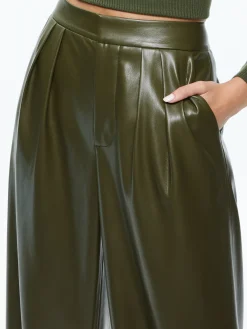 Alice and Olivia POMPEY VEGAN LEATHER PANT OLIVE*FEATURED SHOPS | CLOTHING