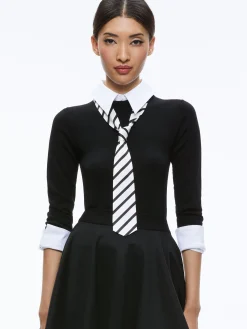 Alice and Olivia PORLA COLLARED TIE SWEATER BLACK COMBO*FEATURED SHOPS | FEATURED SHOPS | CLOTHING