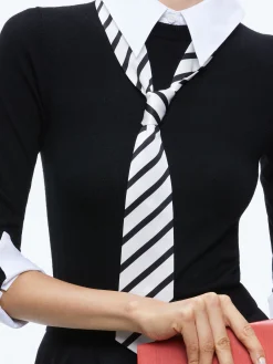 Alice and Olivia PORLA COLLARED TIE SWEATER BLACK COMBO*FEATURED SHOPS | FEATURED SHOPS | CLOTHING