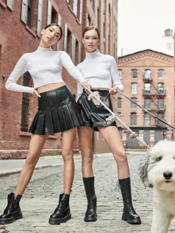 Alice and Olivia REAGAN VEGAN LEATHER PAPERBAG SHORT BLACK*FEATURED SHOPS | FEATURED SHOPS | CLOTHING