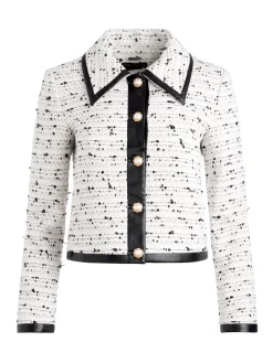 Alice and Olivia RENAE CROPPED VEGAN LEATHER JACKET OFF WHITE/BLACK*FEATURED SHOPS | FEATURED SHOPS | FEATURED SHOPS | CLOTHING | CLOTHING