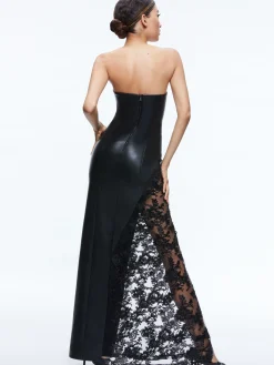 Alice and Olivia RETHA VEGAN LEATHER LACE MAXI DRESS BLACK*FEATURED SHOPS | DRESSES | DRESSES | CLOTHING