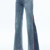 Alice and Olivia REY SIDE ZIPPER WIDE LEG JEAN SADIE LT VINT BLUE/BRT RUBY*FEATURED SHOPS | CLOTHING | CLOTHING