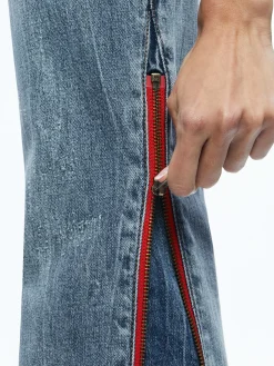 Alice and Olivia REY SIDE ZIPPER WIDE LEG JEAN SADIE LT VINT BLUE/BRT RUBY*FEATURED SHOPS | CLOTHING | CLOTHING